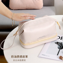 Fashion double makeup bag portable portable toiletries storage bag PU travel waterproof toiletries bag wholesale