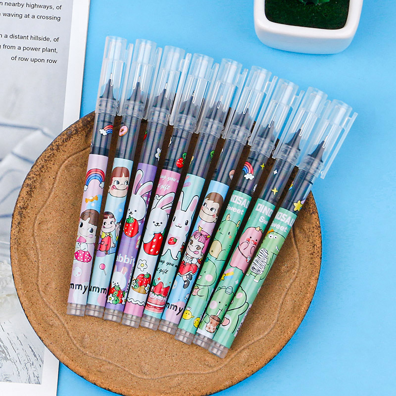Back-to-school season direct liquid quick-drying ballpoint pen, large-capacity gel pen, cute style student office business signature pen
