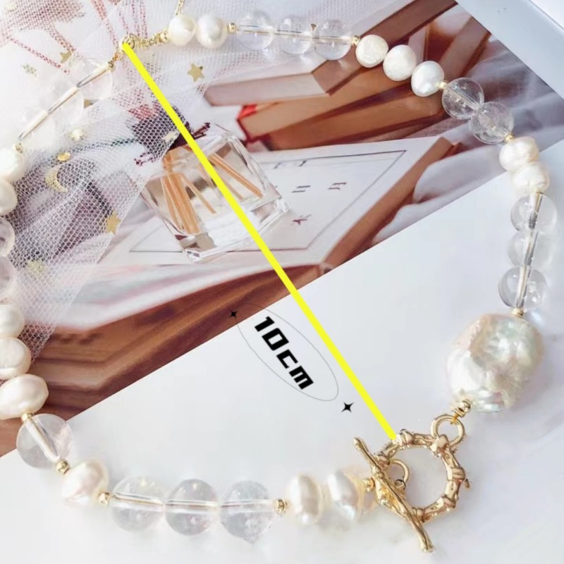 XL082013白水晶巴洛克珍珠项链女轻奢小众高级感颈链新款锁骨链