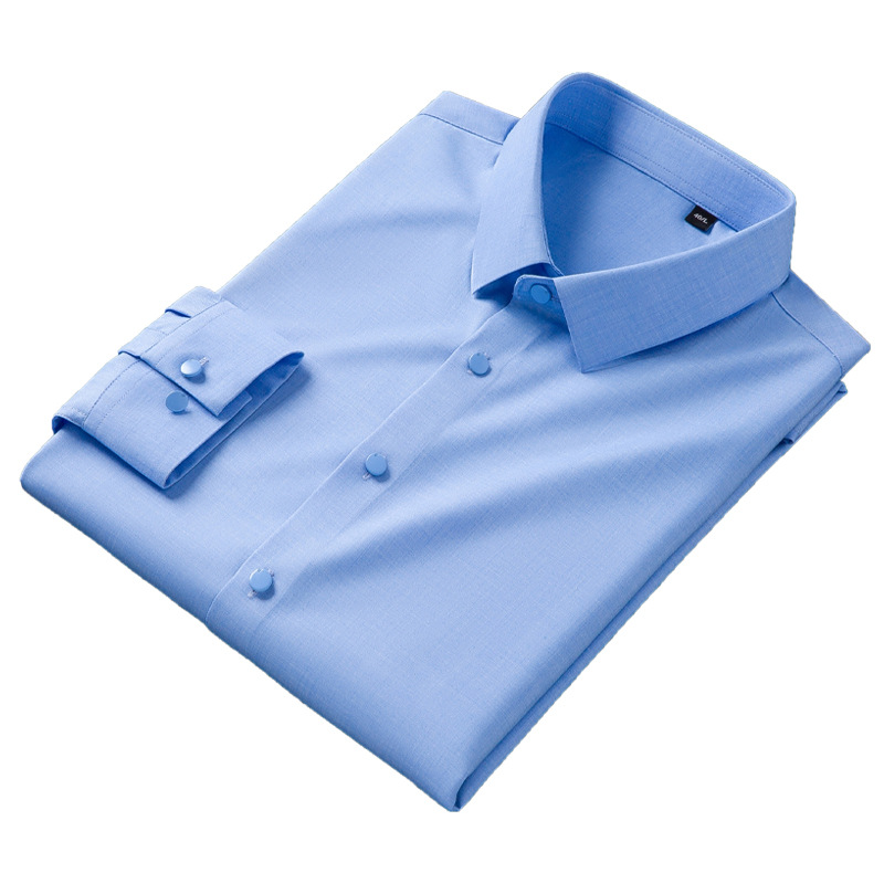 无痕男士竹纤/男正装衬衫/长袖衬衫白底实物图