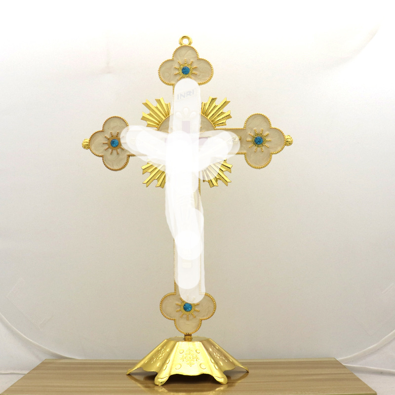 Cross Border Supply Table Decoration Office Home Decoration Alloy Accessories Dripping Oil Cross Decoration Application Scenario