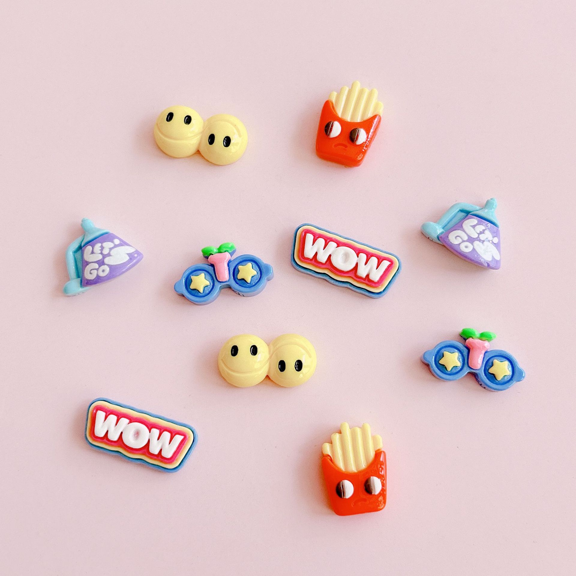 XN Creative Smiling Face sign French fries Eye Mask Desk Lamp diy Resin Jewelry Accessories Handmade Materials Accessories Stickers Specification image