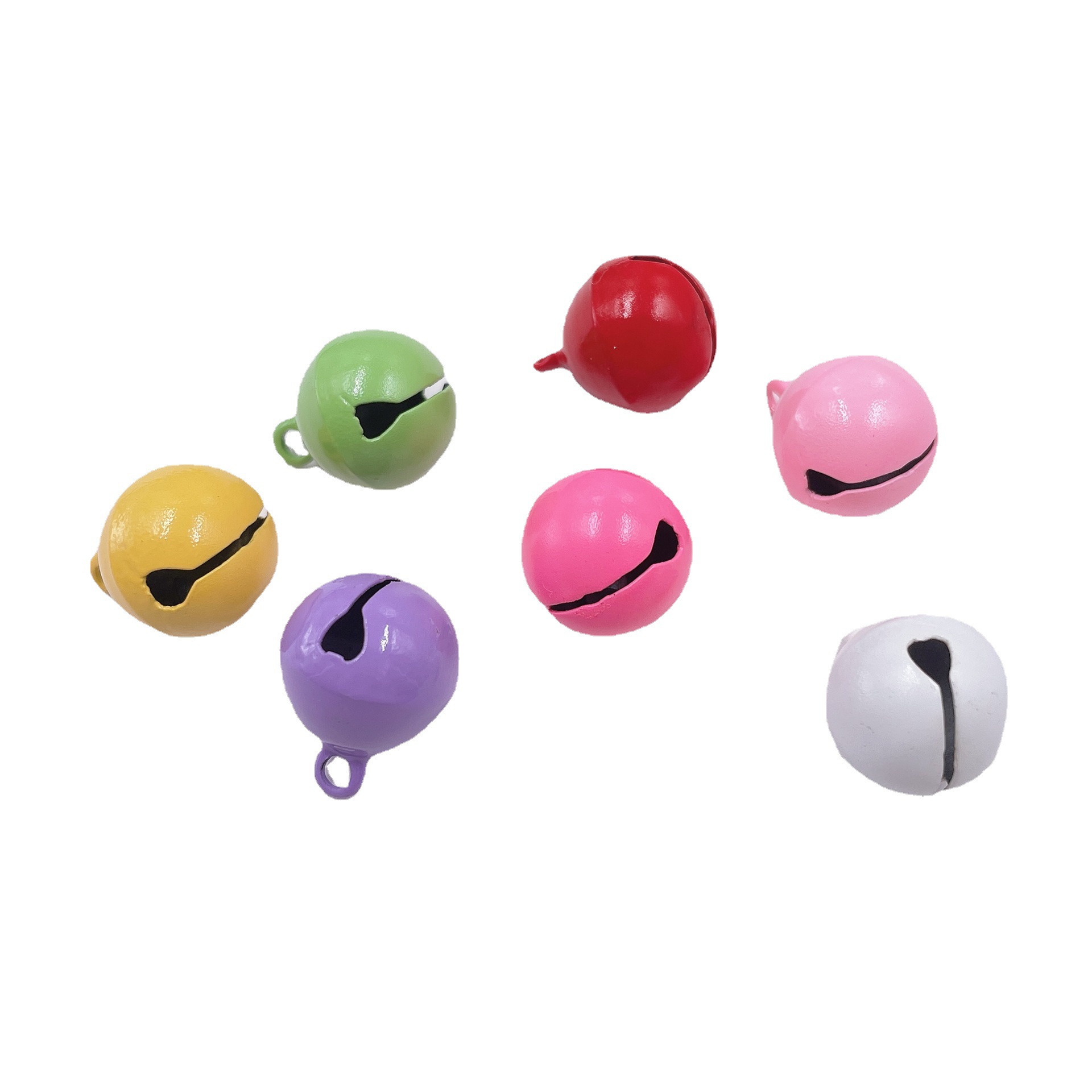 diy jewelry accessories: 14mm candy-colored baked paint colored metal one-bell keychain, creative pendant accessory Item Picture