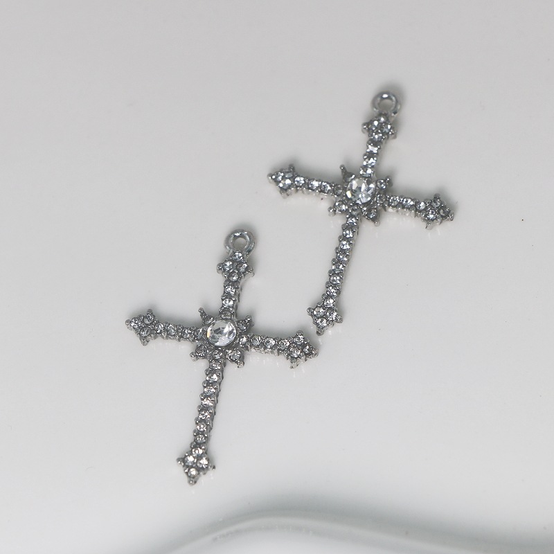 New zinc alloy stone series cross with diamond DIY earrings, pendants, bracelets, necklaces and accessories Specification image