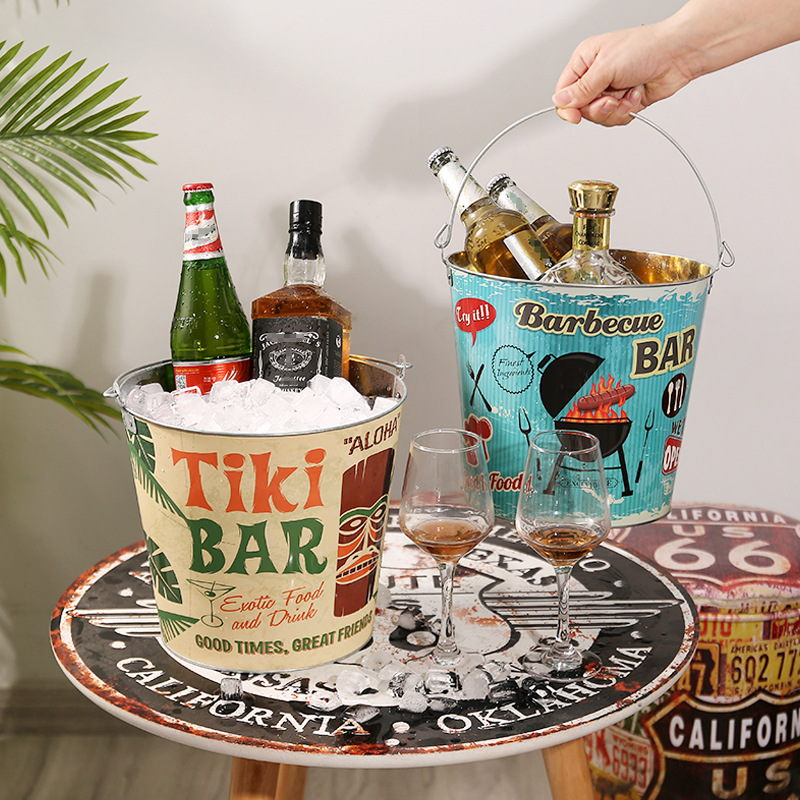 Creative ice bucket, portable ice storage, home bar, outdoor red wine and champagne ice bucket, barbecue restaurant beer bucket details Picture