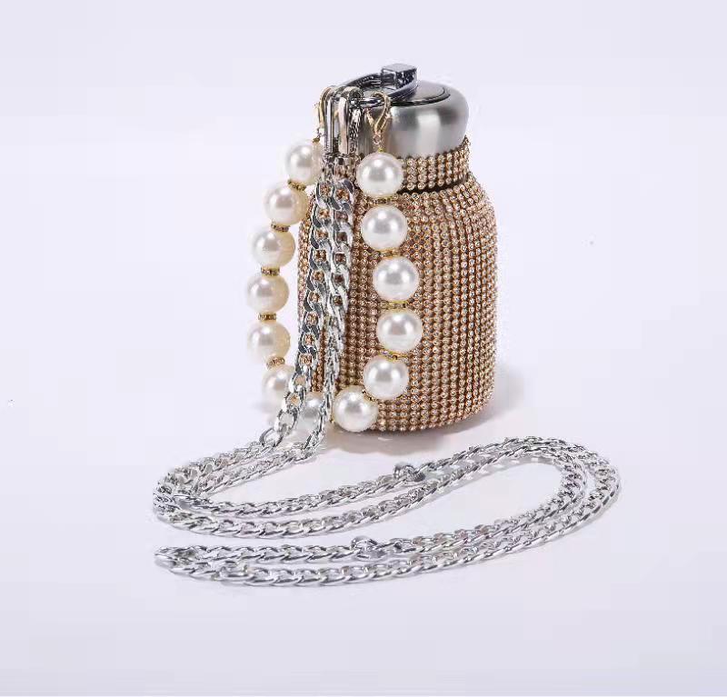 High-appearance-level fairy diamond-encrusted large-belted cup, insulated cup, ins Internet celebrity portable full-diamond water cup, 304 stainless steel Item Picture