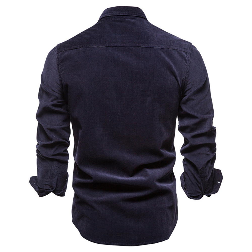 Men's autumn cotton basic Japanese-style corduroy men's business shirt, fitted casual shirt, new men's long-sleeved jacket Specification image