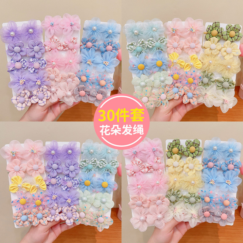 Children's Hair Tie Elastic Band Baby Mesh Flower Scrunchie Girls High Stretch Tie Ponytail Hair Tie Girls Hair Accessories details Picture