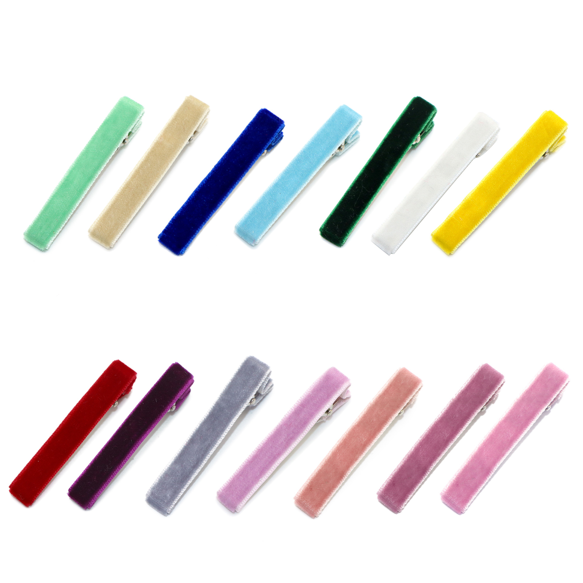 DIY children's hair clips, new velvet 5CM semi-wrapped hair clips, Korean double clips, duckbill clips, flocking hair clips, source Item Picture