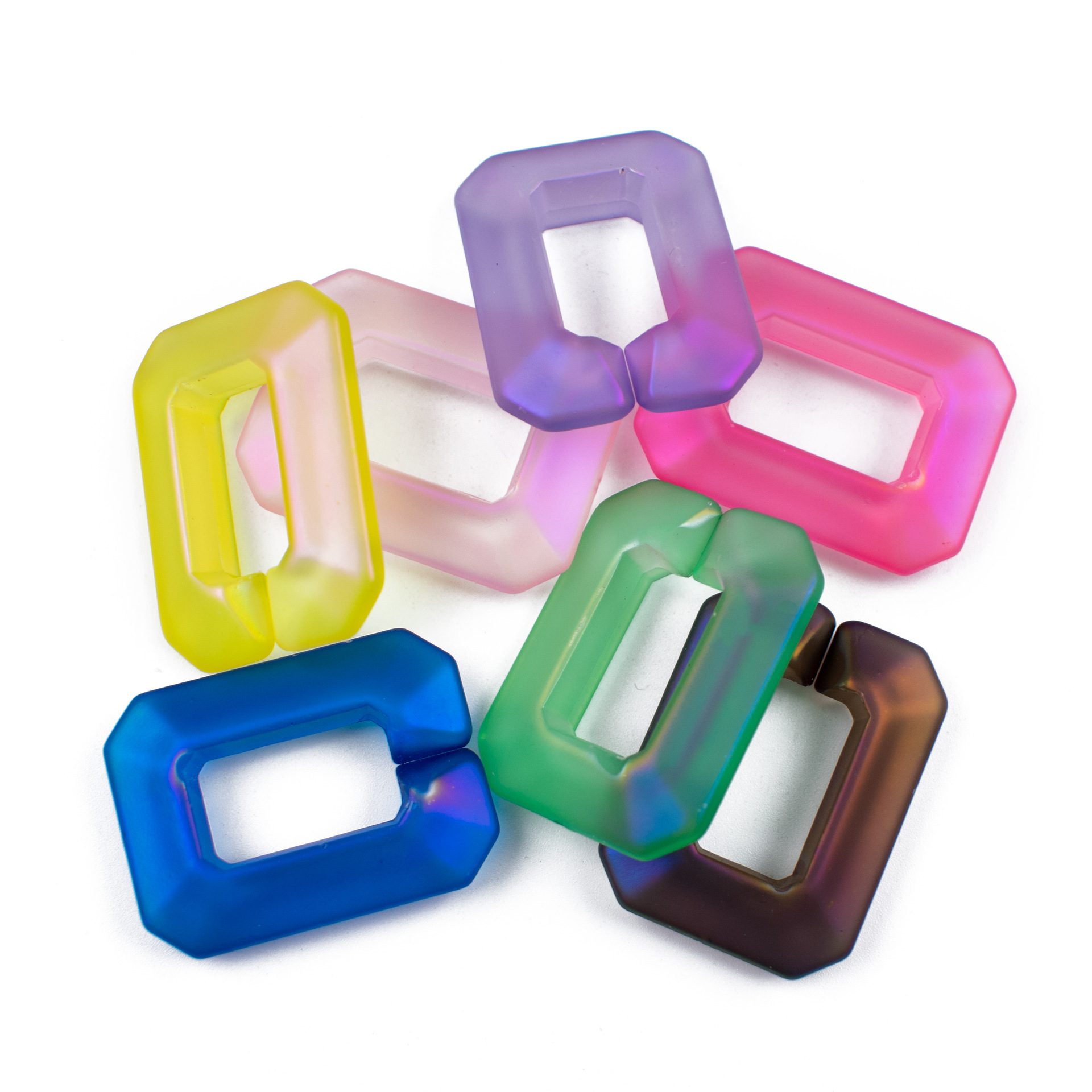 Acrylic Plastic Magic Feel Paint 21*28 Square Chain Ring Buckle Open Ring Diy Jewelry Accessories Item Picture