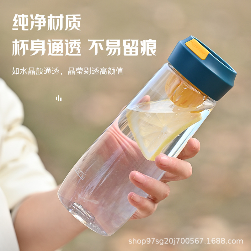 简约水杯夏季女高颜值透明塑料杯学生便携带茶隔大人成人泡茶杯子详情图2