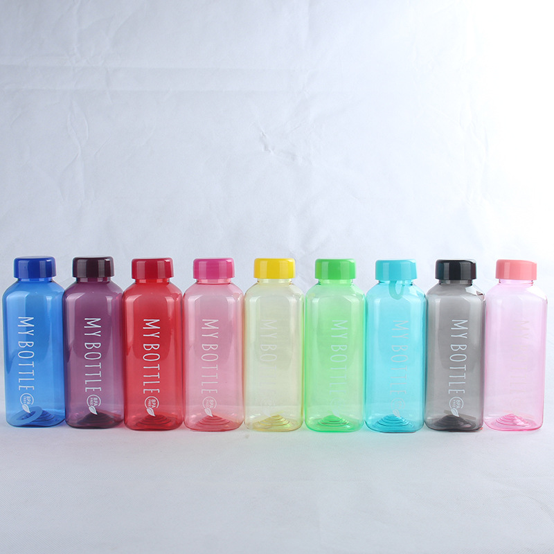 9色可选外贸出口方形塑料水杯单层PET塑料水杯无双酚A创意小口杯