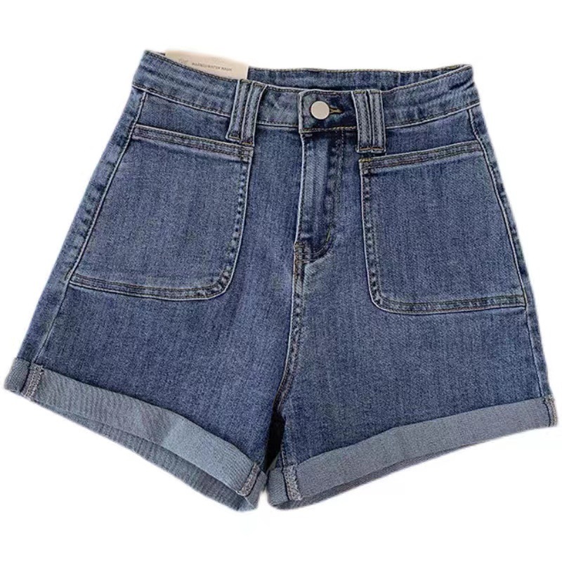 Women's jeans summer high-waisted stretch wide-leg A-line denim shorts Korean style thin ice silk jeans Semir Item Picture