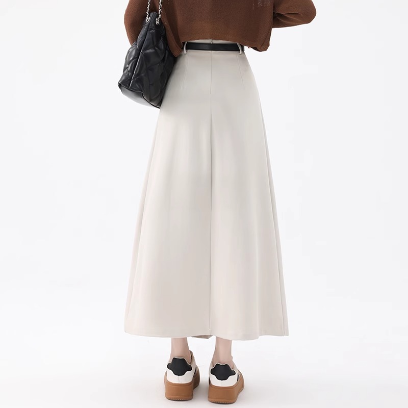 Grey skirt for women, 2025 summer new high-waisted, hip-covering A-line umbrella skirt, mid-length spring and autumn suit pleated skirt Specification image