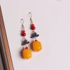 New Chinese-style national trend retro jewelry enamel niche 925 ear needle magnolia flower imitation Hetian jade ancient-style earrings Application Scenario