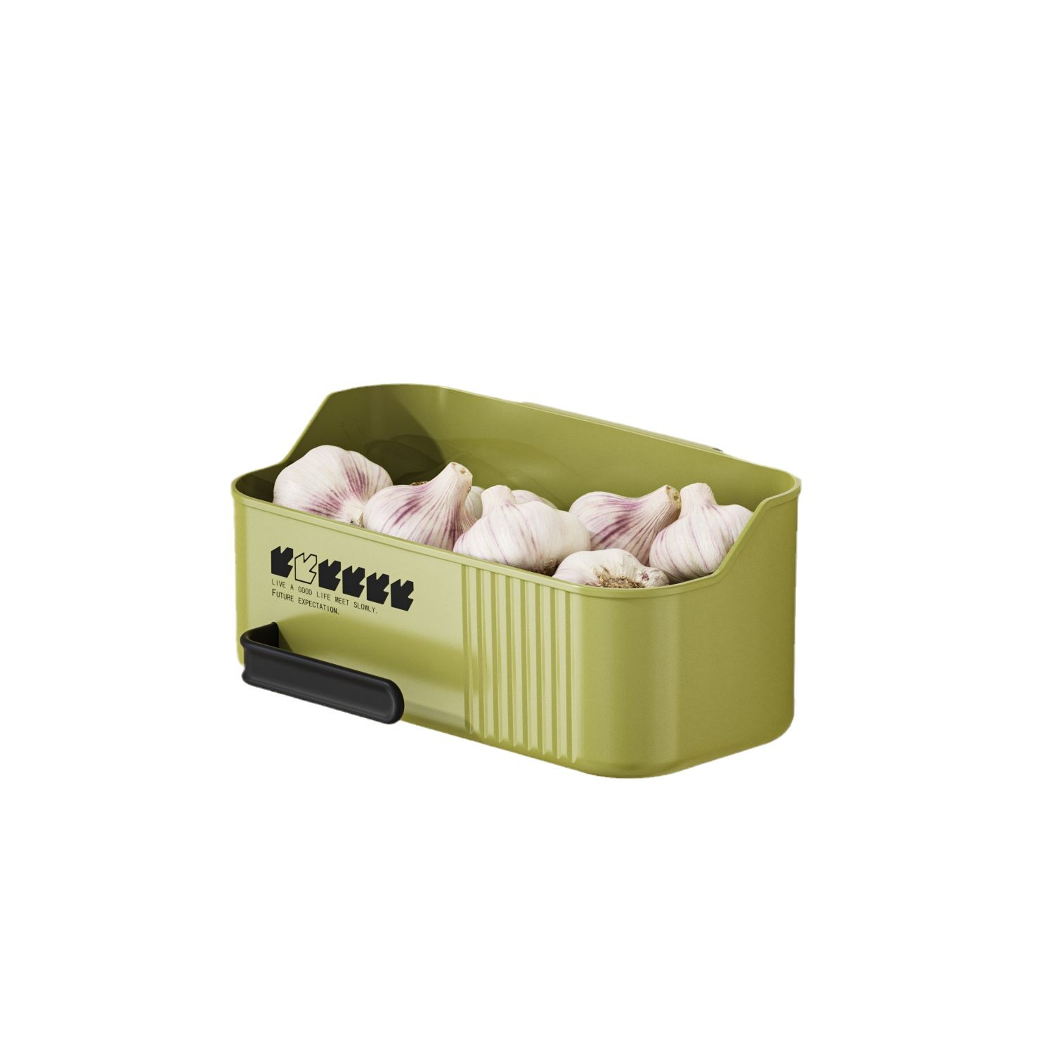 Kitchen suction cup storage rack, wall-mounted ginger storage without drilling holes, garlic storage wonder, hanging basket, vegetable preparation, scallion, ginger and garlic storage box Item Picture