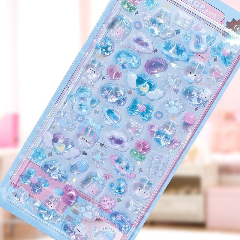 Wholesale of Japanese-style cartoon, beautiful 3d stereoscopic relief acrylic diamond and gemstone stickers for children and girls Specification image