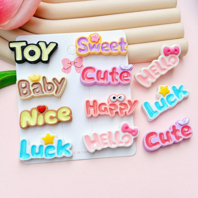 Colorful English letter plates, resin, diy jewelry accessories, phone cases, shoe flowers, shoe buckles, patches, hair clips, hair accessory materials