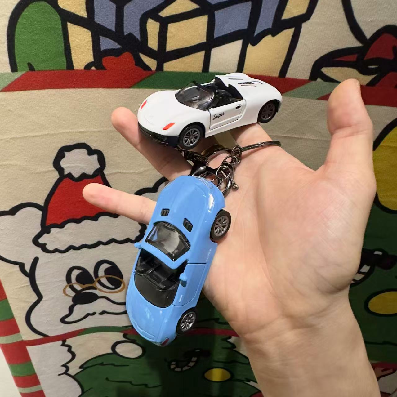 Combination alloy sports car, rebound car model, keychain, bicycle pendant, creative motorcycle bag, key chain Specification image