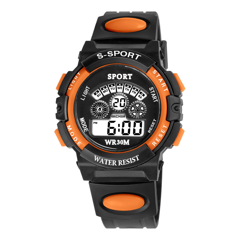 Wholesale of children's and students' watches, seven-color light electronic watches, multi-functional alarm timing, luminous electronic watches from manufacturers Item Picture