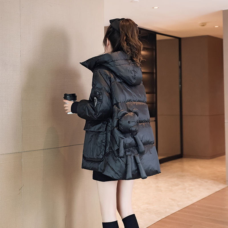 Down jacket for women 2023 new winter thickened white duck down warm coat, stylish for short students, mid-length style