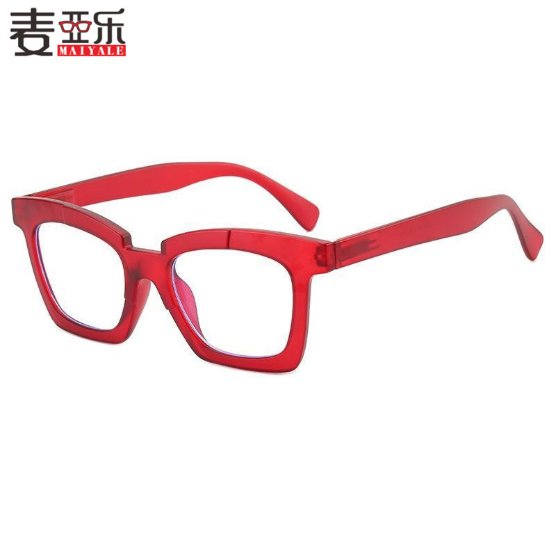 跨境新款方形平光眼镜7026电脑护目眼镜男红色女士防蓝光眼镜框架图