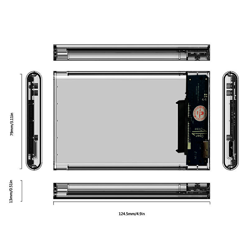 MIKUSO 2.5寸USB3.0笔记本sata外置移动硬盘盒透明详情图2