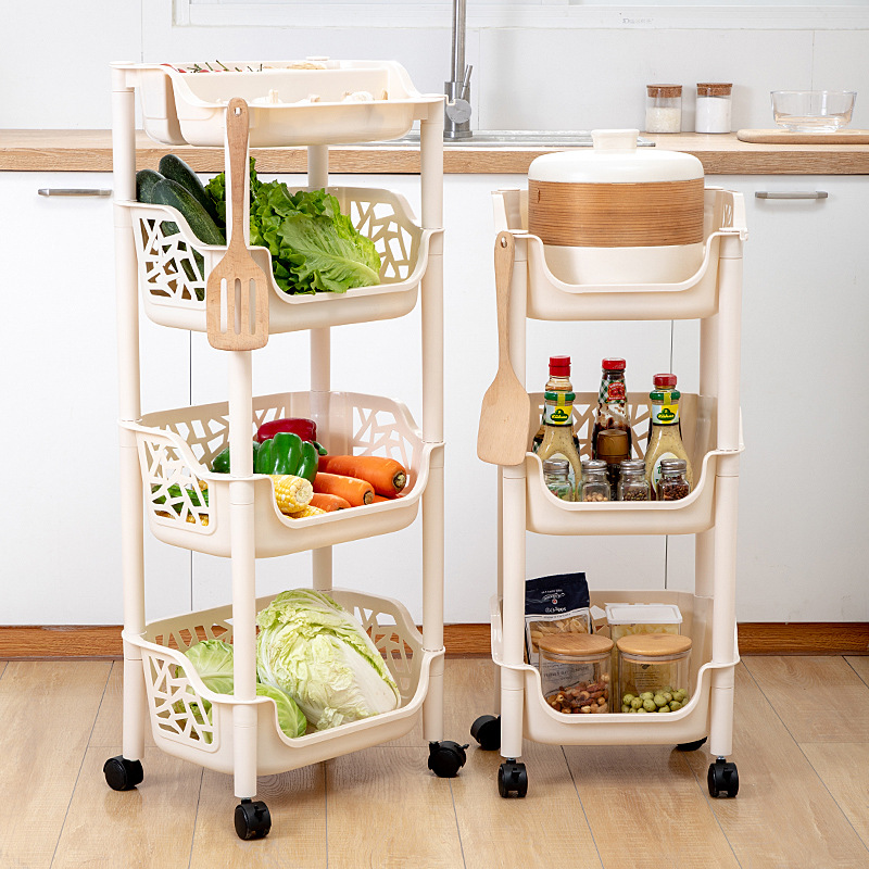 Kitchen storage rack Multi-layer vegetable basket with wheel Fruit and vegetable shelf supplies storage rack Toys and snacks storage rack 01227-231 details Picture