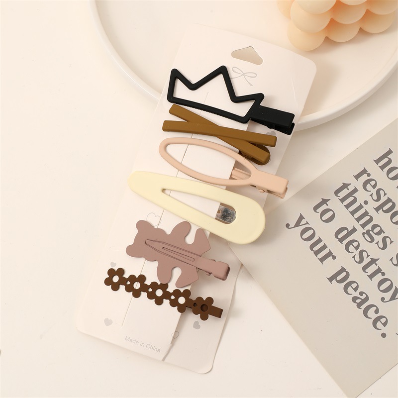 Frosted Coffee Color Bb Clip Side Fringe Clip Korean Style All-In-One Simple Duck Clip Hairpin Set Specification drawing