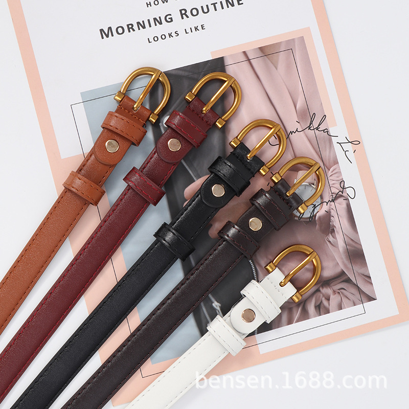 Manufacturers Spot Fine Belt Super Good To Take A Small Black Belt Simple Retro Gold Jeans With Ins Wind Korean Women details Picture
