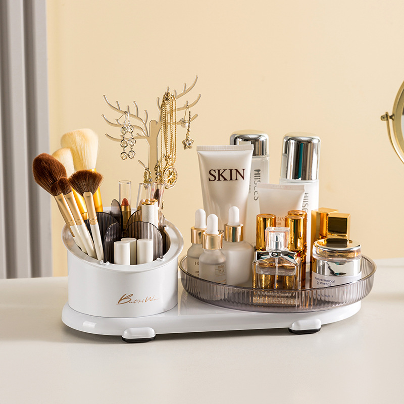 Makeup storage box Jewelry storage rack Makeup brush eyebrow pencil lipstick storage container Dresser rotating storage rack