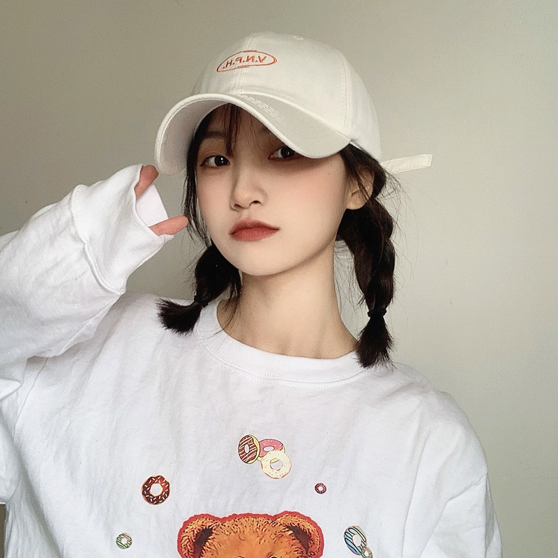 刺绣白色鸭舌/时尚帽子/百搭 帽子白底实物图