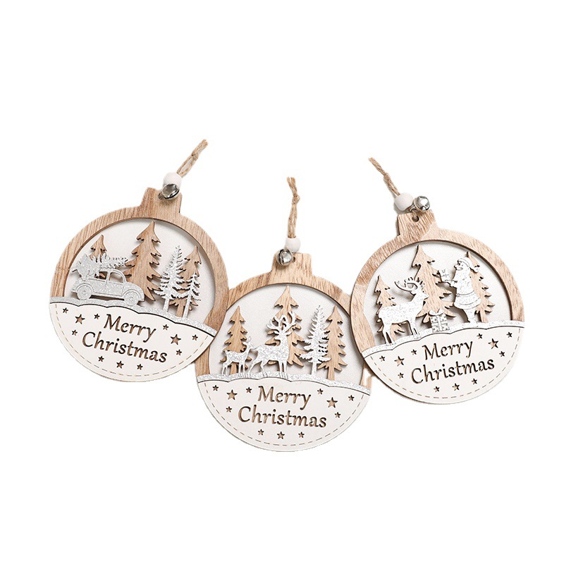 2024 New Christmas letter deer Christmas natural wood color irregular hanging decoration pendant, creative decorative small tag Christmas tree pendant Item Picture
