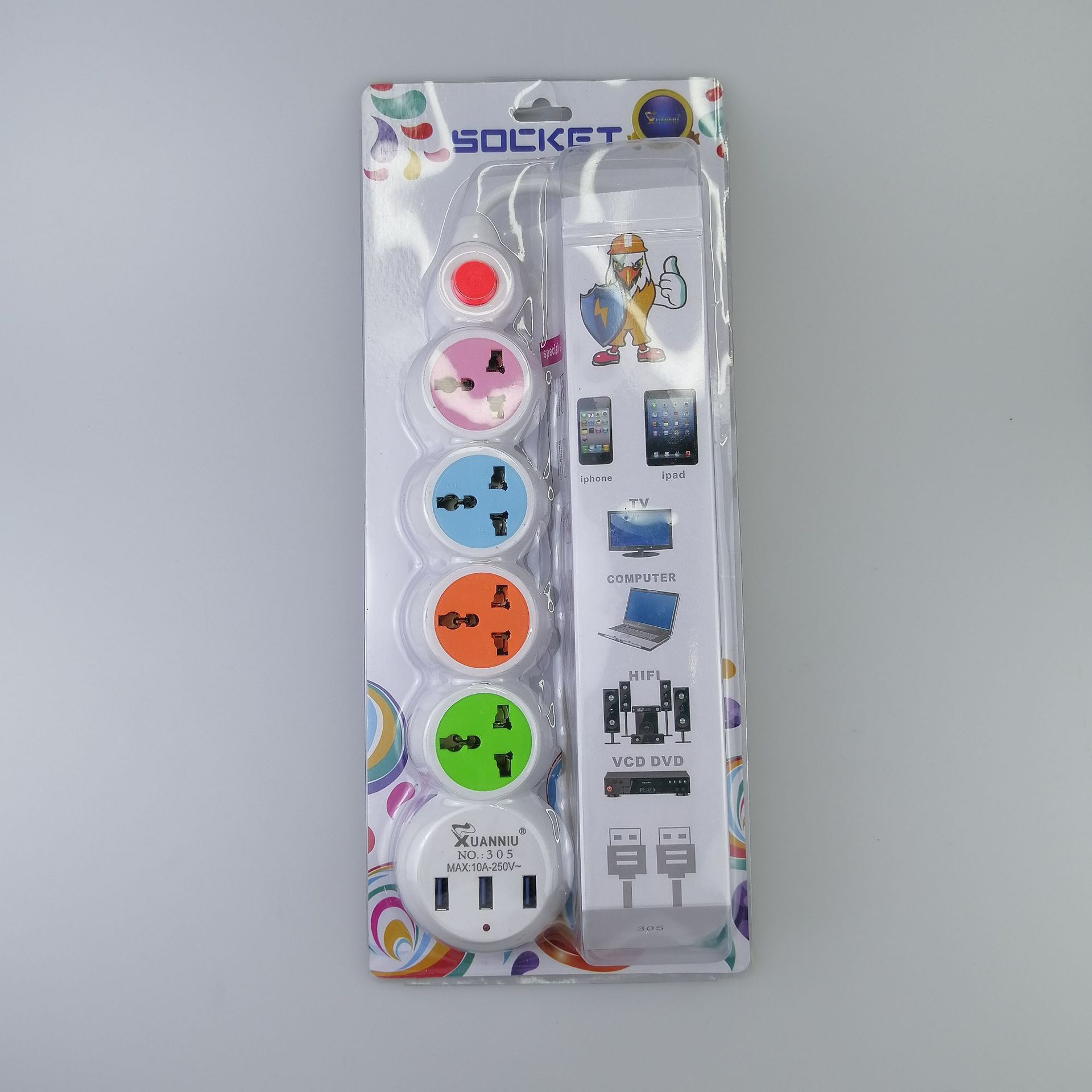 Power strip with cable, British standard USB socket Specification image