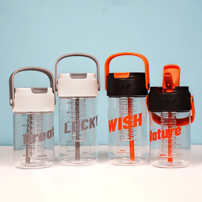 Summer high appearance level water cup, new portable and casual cup, lemon flower tea plastic straw cup, popular anti-drop details Picture