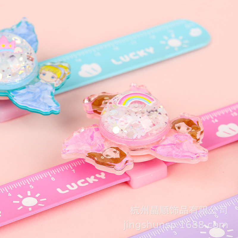 Cartoon glitter Princess Flowing sand pat-pat-circle oil sequin rotating bracelet Princess bracelet pat-ring toy gift pic 7