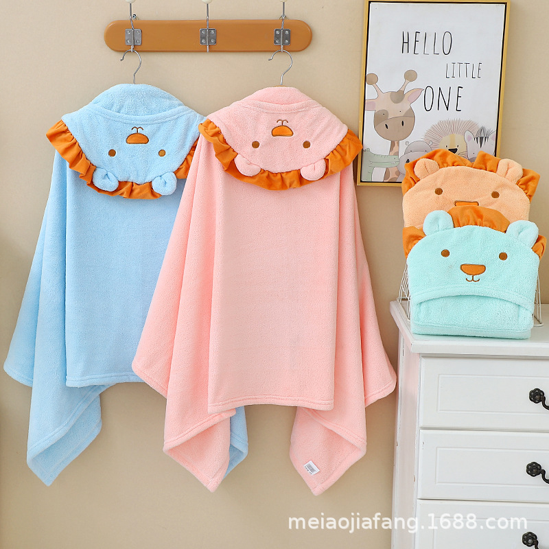 Lion Children's Cape Wholesale Cartoon Doll Coral Velvet Bathrobe Soft Absorbent Hooded Cape Children's Bath Towel