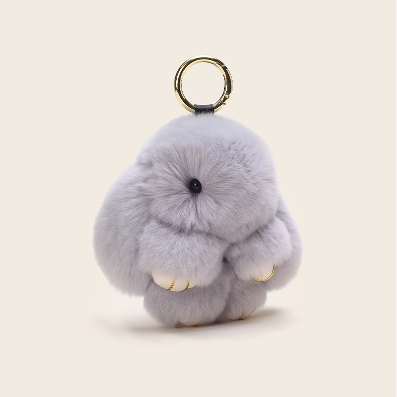 Original genuine rex rabbit fur dead rabbit classic plush light luxury girls' bag pendant, cute keychain gift