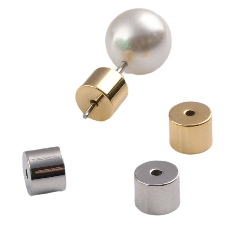 18K color-preserving electroplating, customizable logo, cross-border cylindrical ear plugs, real gold ear plugs, ear caps, round earplugs, and diy accessories Item Picture