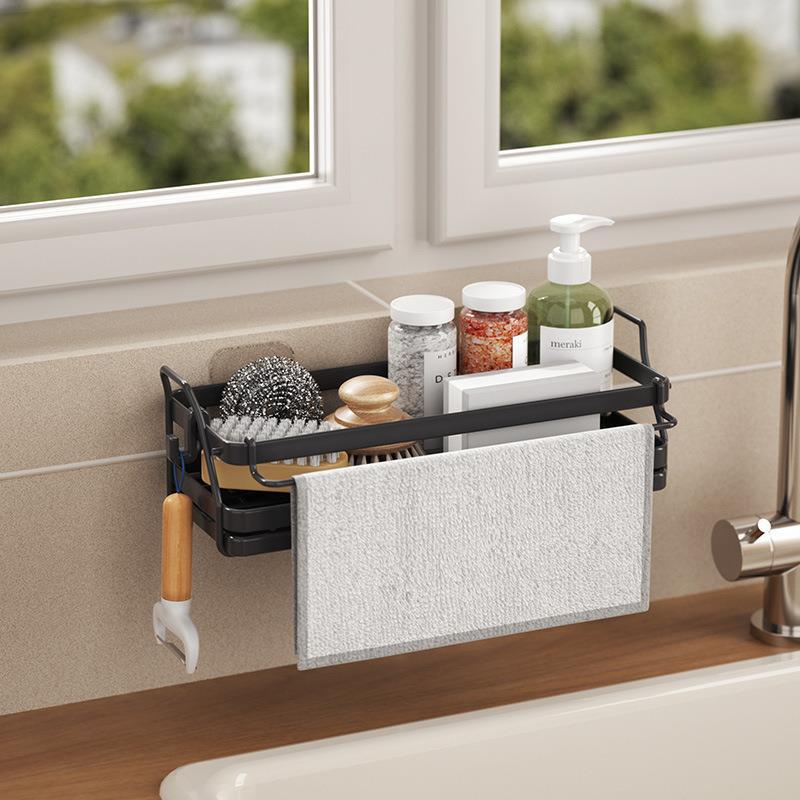 Kitchen Storage Rack Rag Storage Rack Non-Punching Condiment Rack Sink Sponge Drain Basket Wall Mounted Sink Storage Bathroom Storage Rack Specification drawing