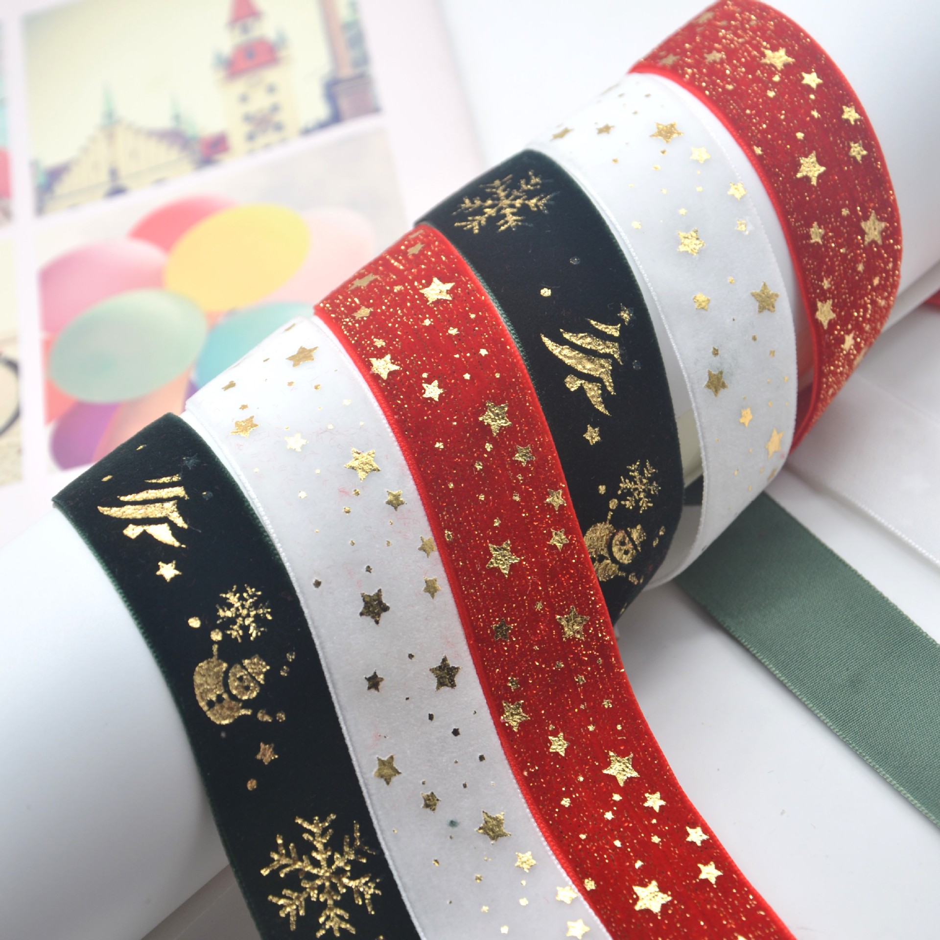 Velvet Belt Printing Webbing Spring Festival Christmas Halloween Personality Logo Pattern Printing Flocking Belt Hot Silver Transfer Specification drawing