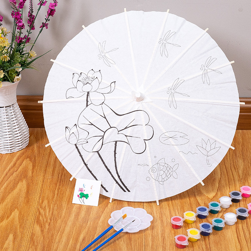 空白油纸伞diy手工绘画伞材料幼儿园创意儿童手绘涂鸦涂色小雨伞详情图3