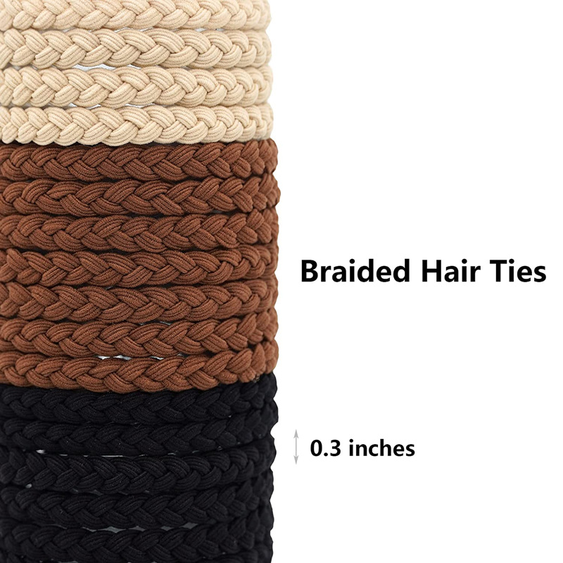 A milk tea-colored braided hair tie for men, a high-end hair band band, and a simple hair accessory for women Specification image