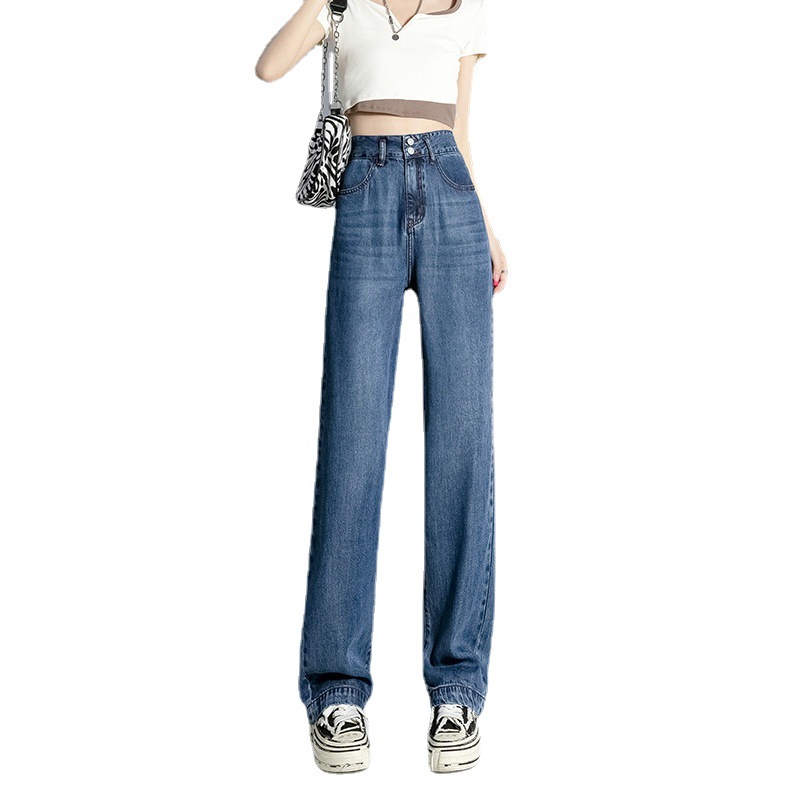 Tencel Cel Jeans Women's Wide Leg Drape Thin Summer Loose Ice Silk Cool Thin Straight Leg Pants Item Picture