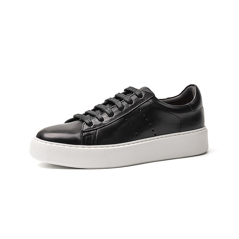 Men's Shoes Leather Trend Match Men's British Sports Casual Leather Shoes Daddy Board Shoes Increase Thick Soled Small White Shoes Item Picture