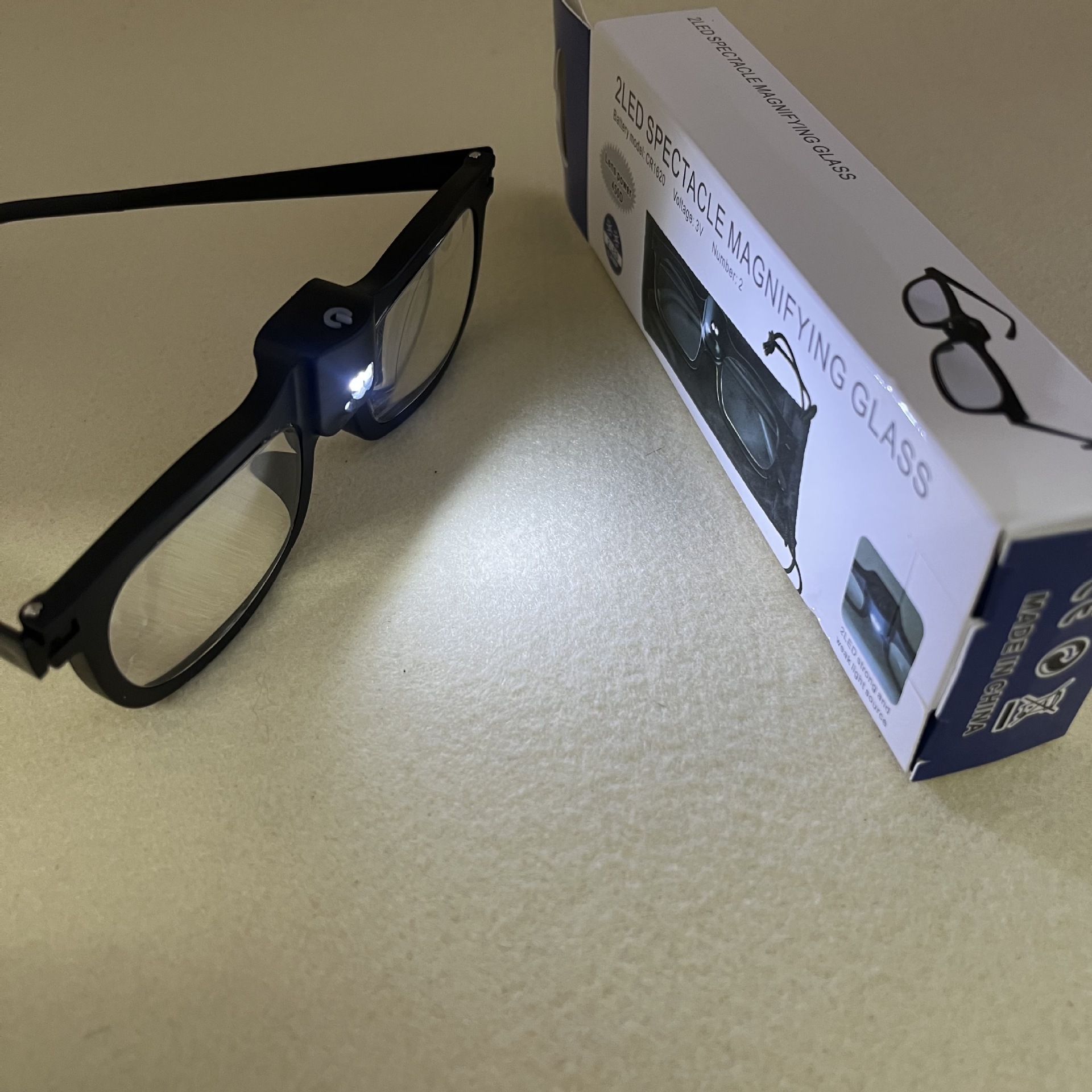 新品19156/450D眼镜式带2LED灯放大镜 200度老花镜老人阅读跨境详情图3