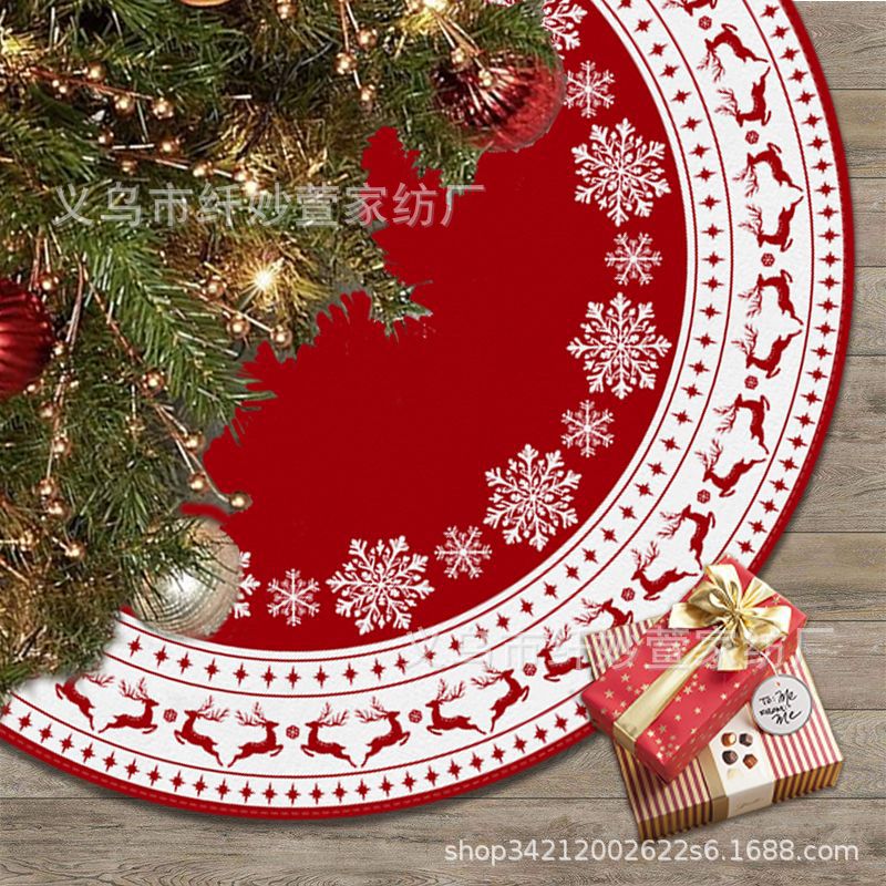 Christmas tree skirt festival Amazon Christmas holiday decorations hot-selling cartoon digital printing props Snowman picture tree skirt Application Scenario