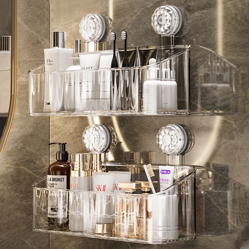 Suction cup storage rack Hand washing toilet toilet bathroom shower gel Perforation-free comb wall hanging storage box details Picture