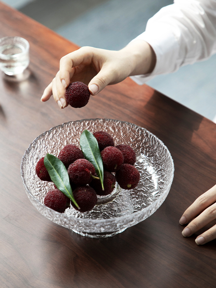 Glass Fruit Plate Light Luxury Style Home Living Room Coffee Table High Plate Fruit Plate Net Red Northern Europe Ins Wind Item Picture
