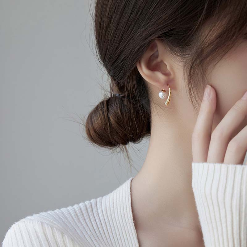 法式极简高级感珍珠耳环2022年新款气质轻奢耳圈小众设计感耳饰详情图1